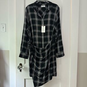 NWT Untuckit Tessa Plaid Wrap Shirt Dress